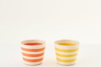 Cachepot ligné papier jaune/orange small assortiment de 2