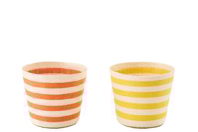 Cachepot ligné papier jaune/orange large assortiment de 2