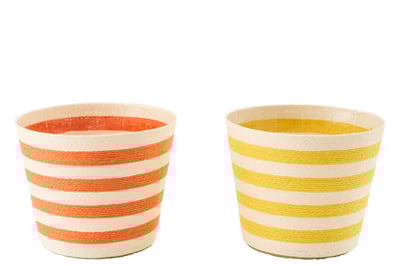 Cachepot ligné papier jaune/orange extra large assortiment de 2