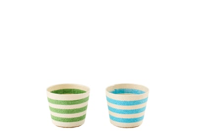 Cachepot ligné papier bleu azur/vert extra small assortiment de 2