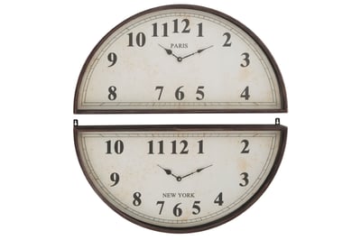 Horloge 2 parties paris new york metal noir