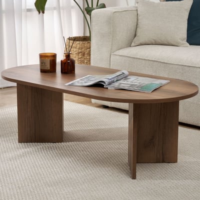 Table Basse Sable - 100% MELAMINE - Noyer - 40 x 60 x 119 cm