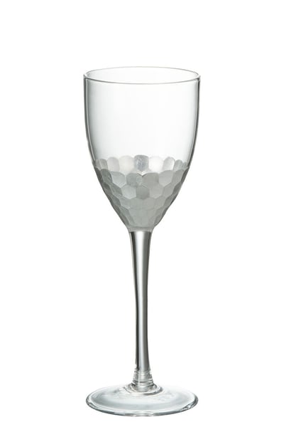 Verre a vin blanc verre transparent/argent - Set de 6 Verre a vin blanc verre transparent/argent - Set de 6