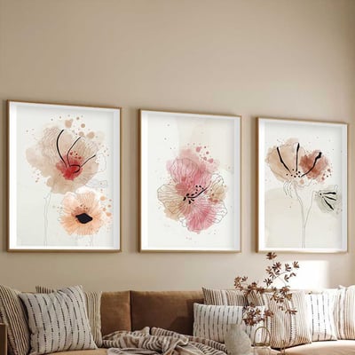 Boise Tableau décoratif encadré en MDF (3 pièces) | Cadre en bois massif | 35 x 50 cm