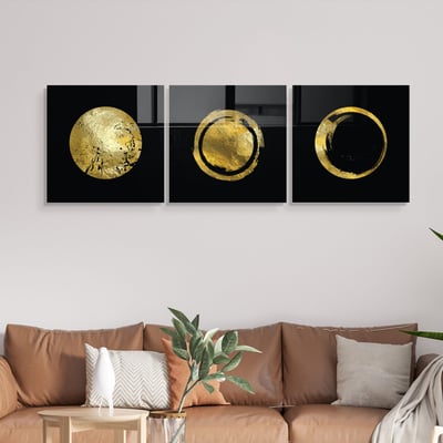 Glassen 3 Tableau décoratif en verre trempé (3 pièces) | 100 % verre trempé | 40 x 40 cm