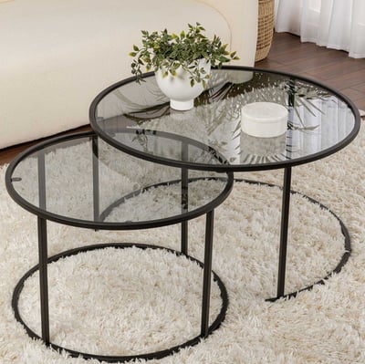 Table basse moderne en verre noir