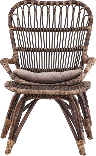 Fauteuil Ella en rotin - Noyer foncé / Beige - Venture Design