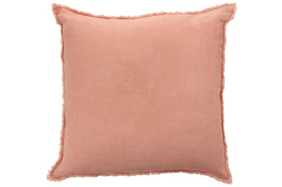 Coussin delave lin rose peche Coussin delave lin rose peche