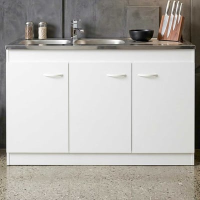 Armoire basse pour évier avec 3 portes (120 cm).