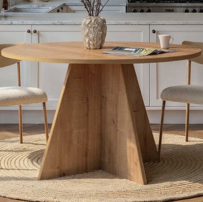 Table de salle à manger ronde Virella - Ø120x75cm - décor chêne