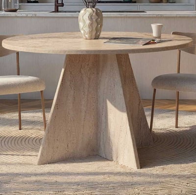 Virella Table à manger | 100 % MÉLAMINE | Travertin