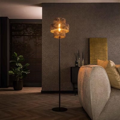 Lampadaire Lanzo-noir/brun