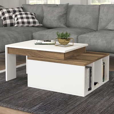 Table basse Charese-blanc/bois de noyer Table basse Charese-blanc/bois de noyer