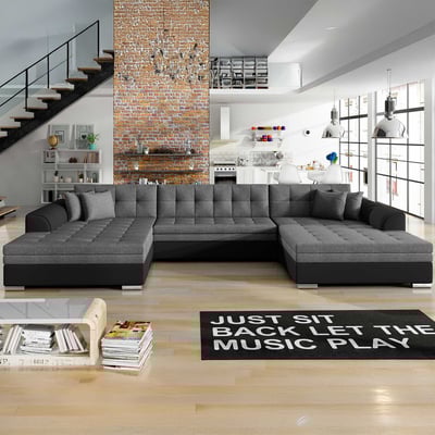 Siège en U Wilson | 355 x 165 x 80 cm | Gris foncé