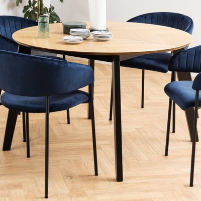 Table à manger extensible Georgetown Ø120/198 cm chevrons - placage chêne / zwart 