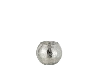 Photophore boule craquele verre argent small