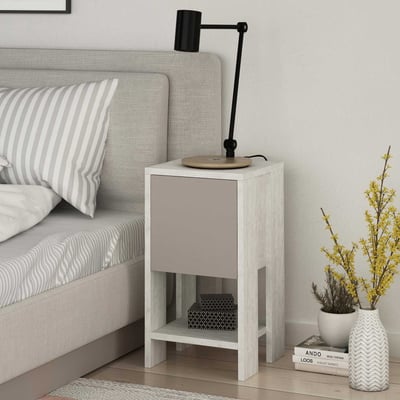 Woody Fashion Table de nuit (18mm Epaisseur, 30x55x30cm, Blanc Light Mocha) Woody Fashion Table de nuit (18mm Epaisseur, 30x55x30cm, Blanc Light Mocha)