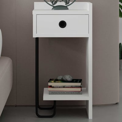 Sirius Right Table de chevet | 100 % MÉLAMINE | Blanc