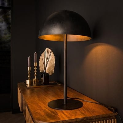 Lampe de table Sheileen-charbon de bois