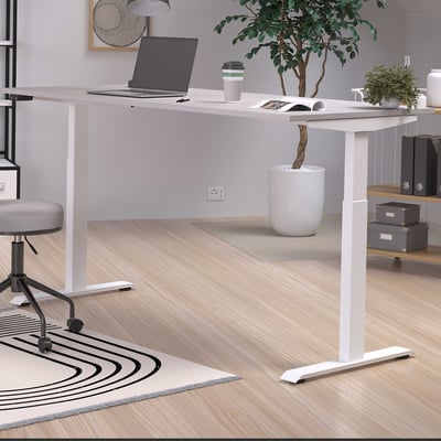 Bureau Hermoso | 180 x 80 x 72-120 cm | réglable électriquement | Design gris-blanc