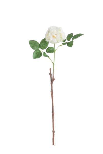 Rose sauvage 2 fleurs polyester blanc/vert Rose sauvage 2 fleurs polyester blanc/vert