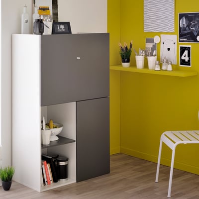 Armoire Flip 80cm 2 portes - gris/blanc
