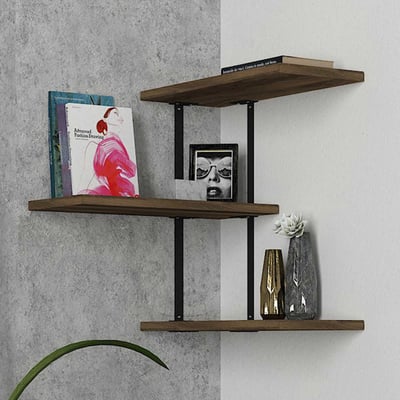 Tera Home Etagère murale | 100% mélaminé | 18mm d'épaisseur | Cadre en métal | Noyer noir Tera Home Etagère murale | 100% mélaminé | 18mm d'épaisseur | Cadre en métal | Noyer noir