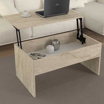 Akilli Table basse | 100 % MÉLAMINE | Travertin