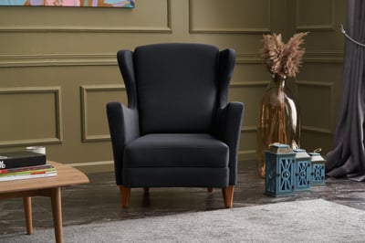 Atelier Del Sofa Wing Chair | Structure en bois de hêtre | Velours anthracite