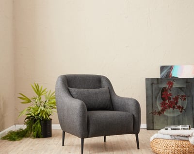 Atelier Del Sofa Canapé 1 place : Structure en bois de hêtre, tissu antibactérien - Anthracite