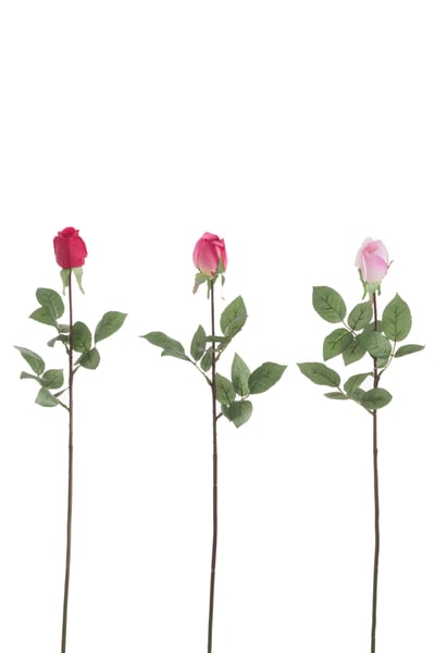 Rose fermee fresh touch plastique rose mix assortiment de 3