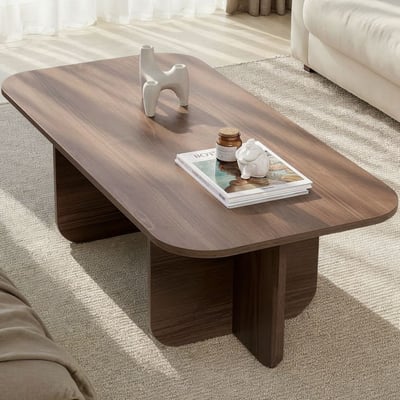 Table Basse Akira - 100% MELAMINE - Noyer - 41 x 60 x 120 cm
