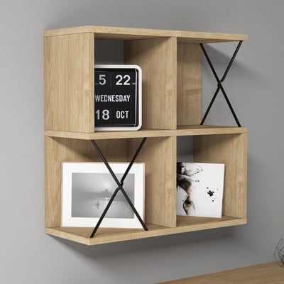 Etagère murale Woody à la mode | 100% mélaminé | 18mm d'épaisseur | 60x60x24 cm | Chêne Noir
