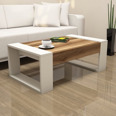 Table basse tendance 100% mélamine | Woody | Walnut Cream | 18mm d'épaisseur | 102cm de largeur | 37cm de hauteur