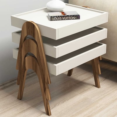 Roma Table gigogne (3 pièces) | 100 % MÉLAMINE | Noyer, crème Roma Table gigogne (3 pièces) | 100 % MÉLAMINE | Noyer, crème