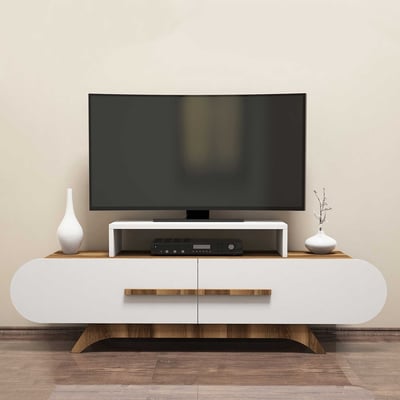 Rose Meuble TV | 100 % MÉLAMINE | Noyer Blanc Rose Meuble TV | 100 % MÉLAMINE | Noyer Blanc
