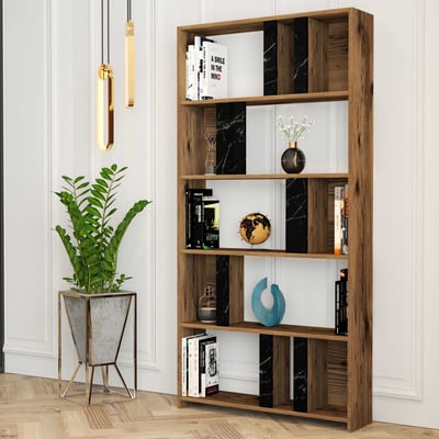 Woody Fashion Bookshelf | Melamine Coated | Walnut Black Woody Fashion Bookshelf | Melamine Coated | Walnut Black