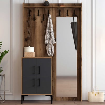 Woody Fashion armoire de vestiaire | Mélaminé | Epaisseur 18mm | Pied en métal | Noyer Woody Fashion armoire de vestiaire | Mélaminé | Epaisseur 18mm | Pied en métal | Noyer