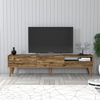 Meuble TV Valensiya - 180x45x35cm - 3 portes - noyer