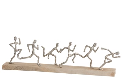 Statue 6 coureurs aluminium/bois argent/naturel Statue 6 coureurs aluminium/bois argent/naturel