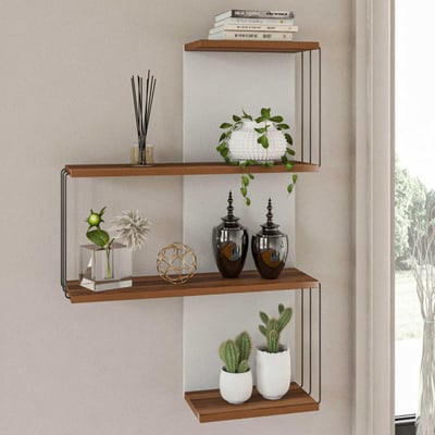 Etagère murale Kalune Design, 100% mélaminé, 64x96x19cm, blanc pin