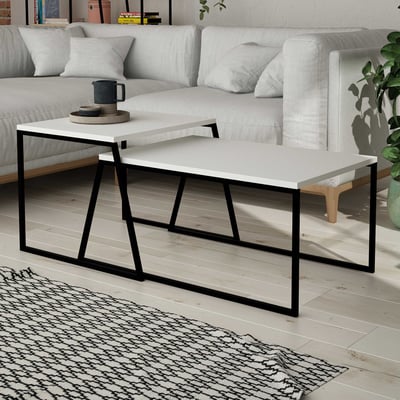 Table basse moderne chic | Woody Fashion | Mélaminé | Blanc/Noir Table basse moderne chic | Woody Fashion | Mélaminé | Blanc/Noir