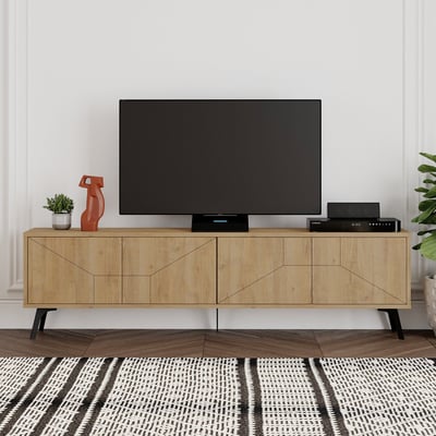 Woody Fashion TV Stand | Oak Finish | 180cm Width | 100% Melamine Coated Woody Fashion TV Stand | Oak Finish | 180cm Width | 100% Melamine Coated