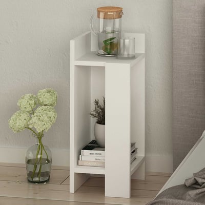 Elos Left Table de chevet | 100 % MÉLAMINE | Blanc