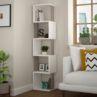 Woody Fashion Bookshelf | 100% Melamine Coated | White Light Mocha Woody Fashion Bookshelf | 100% Melamine Coated | White Light Mocha