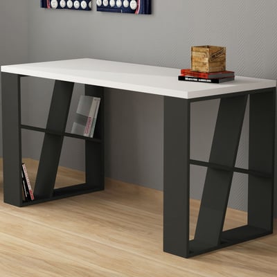 Bureau Honey - 100% MELAMINE - Blanc - 140 x 75 x 60 cm