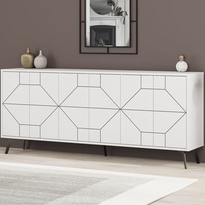 Console Dune - 100% MELAMINE - Blanc - 184 x 77,4 x 35 cm