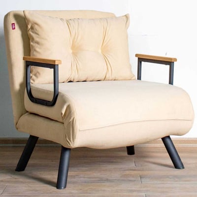 Sando Canapé-lit 1 place | Structure en métal | Crème