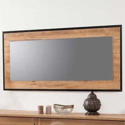 Quantum Idea Miroir décoratif en aggloméré | 100 % mélaminé | Pin Atlantique, noir