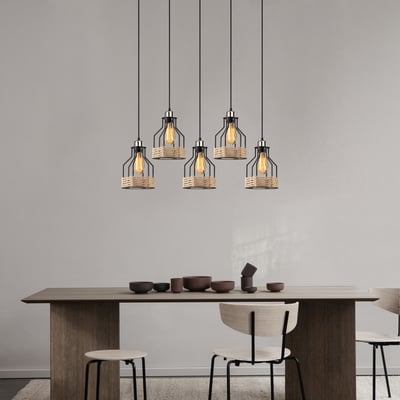 Opviq Lustre | CORPS METALLIQUE | Hauteur réglable | IP20 | Noir